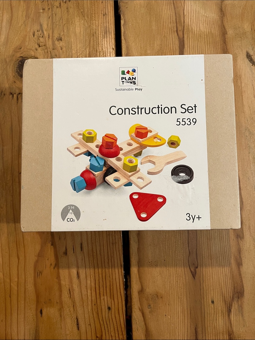 PLAN TOYS Construction Set 5539 Wooden Tools Complete in Box 40 Pieces Colors 3+